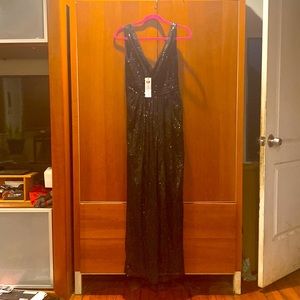 Black evening sequin gown